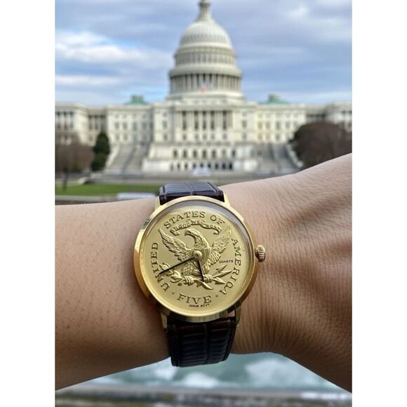 Golden Eagle USA 5 Dollar Coin 23MM Ladies Quartz Watch Working main image 8